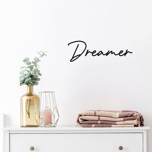 Vinyl Wall Art Decal - Dreamer - 6" x 20" - Modern Lovely Optimistic Good Vibes Quote Sticker for Home Office Kids Room Playroom Classroom School Coffee Shop Library Decor (Black)