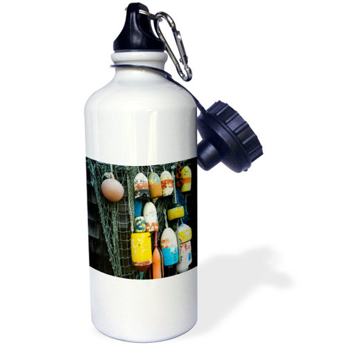 3dRose USA, Massachusetts, Rockport, Lobster Buoys-Sports Water Bottle, 21oz , 21 oz, Multicolor