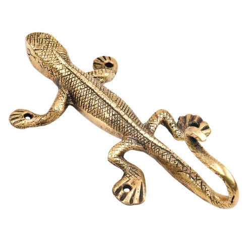 Indian Shelf Key Wall Hook | Gold Coat Hooks Modern | Brass Coat Hanger Hook | Lizard Single Coat Rack | Farmhouse Wall Hooks [13.47 cm]