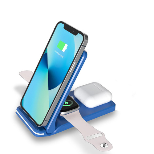 Wireless Charger, 3 in 1 Wireless Charging Station for iPhone 14/13/12/11/Pro/Pro Max/Xs Max/XS/XR/X/8 Plus, 18W Charger Stand for Apple Watch 8/7/SE/6/5/4/3/2, AirPods Pro/3/2(Blue)