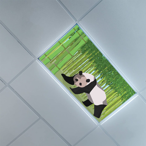 Fluorescent Light Covers for Classroom Office-Geometric Forest Pattern-Fluorescent Light Covers for Classroom Office-2ft x 4ft Drop Ceiling Fluorescent Decorative,White Black Green