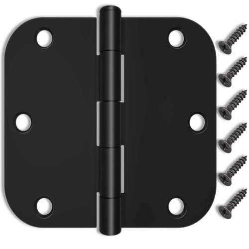 18 Pack Matte Black Door Hinges,3.5 Inch Door Hinges Black Matte with 5/8" Radius,Fit Standard Door/Bedroom Door/Exterior Door/Interal Door Hardware Hinges,Black Finish Hinges for Doors 3 1/2 Inch