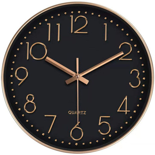 ARASO 8" Wall Clock, Silent Non Ticking Quality Quartz Battery Operated Small Round Clock Home/Office/Bedroom Clock Easy to Read (Black)