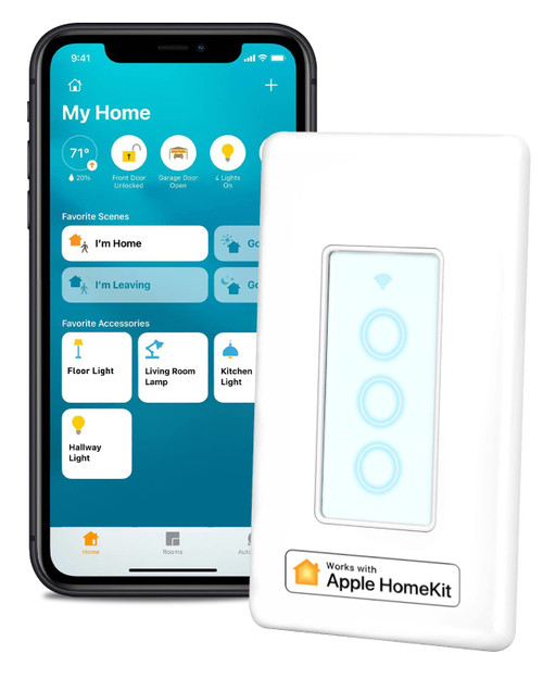 Smart Light Switch Supports Apple HomeKit, Siri, 2.4Ghz Wi-Fi Light Switch Works with Alexa, Google Assistant, Neutral Wire Required Wall Touch Switch, Remote Control, Schedule, Single Pole (3Gang)