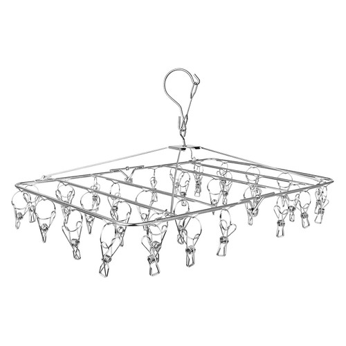 DKKO Clothes Drying Rack Stainless Steel Laundry Drying Rack Folding Clothes Hanger with 52 Clips Socks Underwear Hanger Wind-Proof Clothes Hangers for Drying Towels Bras Lingerie Diapers Baby Clothes