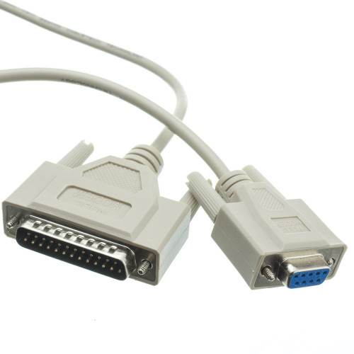 CableWholesale Null Modem Cable, DB9 Female to DB25 Male Serial Cable, UL Rated, 8 Conductor, Beige, DB9 Female to DB25 Male Serial Null Modem Cable, 15 Feet