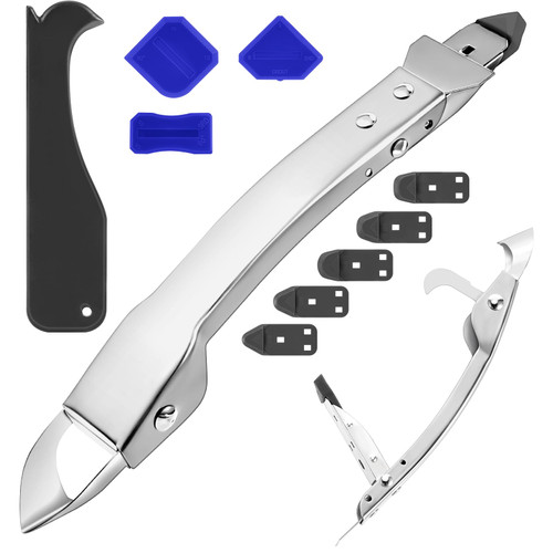 Anpress 4 in 1 Stainless Steel Caulking Tools, Sealant Finishing Tool, Grout Removal Tool, Caulk Remover with Glass Glue Angle Scraper Kit Caulk Tool Kit for Kitchen Bathroom Floor Window Sink Joint