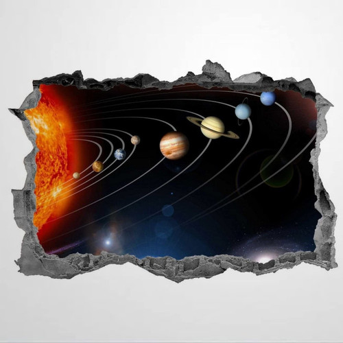 Solar System Sticker Kids Planets Space Galaxy Decal Mural Space Decor Wall Stickers Mural Smashed Wall Art Removable Poster Vinyl decals For Bedroom Living Room Playroom Nursery Office,32'' sj400