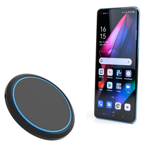 BoxWave Charger Compatible with Oppo Find X3 Pro - SwiftCharge PowerDisc Wireless Charger (15W), Qi Wireless 15W Circular Desktop Charger for Oppo Find X3 Pro - Jet Black