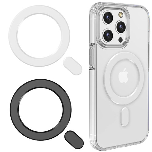 LDSXAY Universal MagSafe Ring, 2 PCS Magnet Sticker Magnetic Adapter Ring Compatible with Magsafe Accessories & Wireless Charging for iPhone 14/13/12/11 Pro Max Mini, Galaxy S22/S21 (Black White)