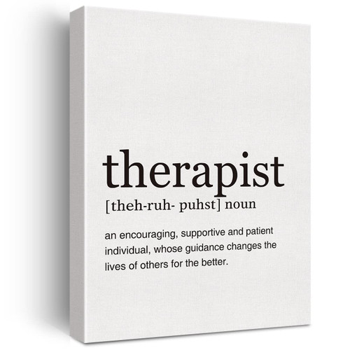 LEXSIVO Therapist Definition Print Canvas Wall Art Home Office Decor Modern Therapist Quote Painting 12x15 Canvas Poster Framed Ready to Hang Artwork