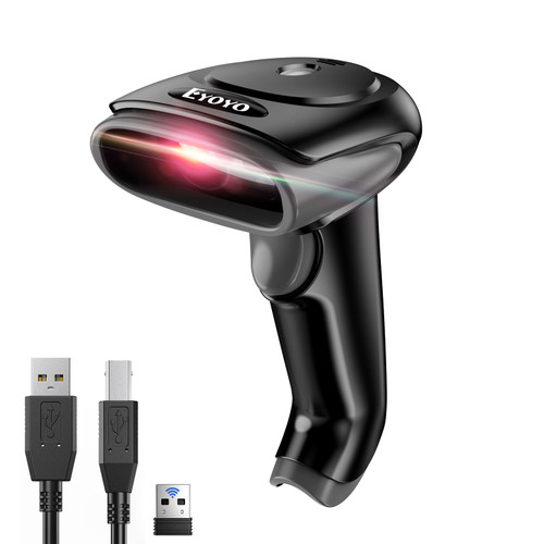Eyoyo 2D Wireless Barcode Scanner,[2.4G Wireless&Bluetooth&USB Connection],Ergonomics Handheld Barcode Scanner Reader, Automatic Fast Accruate Scanning 2D 1D QR Code,Compatible with iphone,ipad,laptop