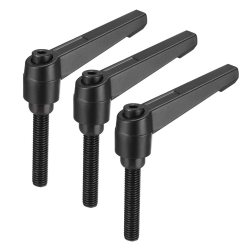 uxcell M8 x 40mm Handle Adjustable Clamping Lever Thread Push Button Ratchet Male Threaded Stud Knobs Locking Rotating Screw Handles Quick Release Bolt Black 3pcs