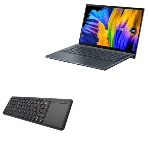 BoxWave Keyboard Compatible with ASUS Zenbook Pro 15 OLED (UM535) - MediaOne Keyboard with TouchPad, USB Fullsize Keyboard PC Wireless TrackPad for ASUS Zenbook Pro 15 OLED (UM535) - Jet Black