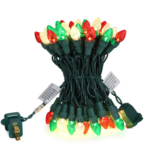 novrose LED Outdoor String Light Multi Color Glass C3 Lights 50 Count Christmas Light UL Certified Indoor and Outdoor use.for Xmas Tree Holiday Halloween Decor