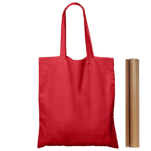 NPBAG 5 Pack 15'' X 16'' Red Cotton Tote Bags, Lightweight Blank Bulk Cloth bags with 1pc of PTFE Teflon Sheet