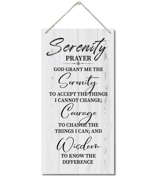 Serenity Prayer Sign, Printed Wood Plaque Sign Wall Hanging, Christian Decor Wood Sign Gift, God Grant Me The Serenity Wall Decor Framed, Farmhouse Live Room Bedroom Decor Wall Art Sign 12" x 6"