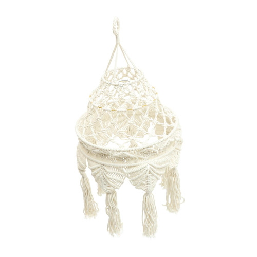 DOITOOL Woven Lampshade Woven Pendant Light Ceiling Fan Chandelier Fringe Lamp Shade Farmhouse Chandelier Macrame Light Cover Pendant Light Cover Household Lamp Shade Pendant Light Shade
