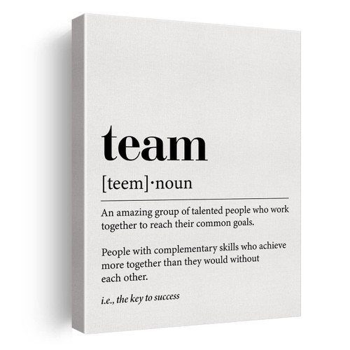 Team Definition Canvas Wall Art Decor Team Quote Poster Painting Framed Minimalist Office Print Signs Picture for Home Office Decor 12 X 15 Inch