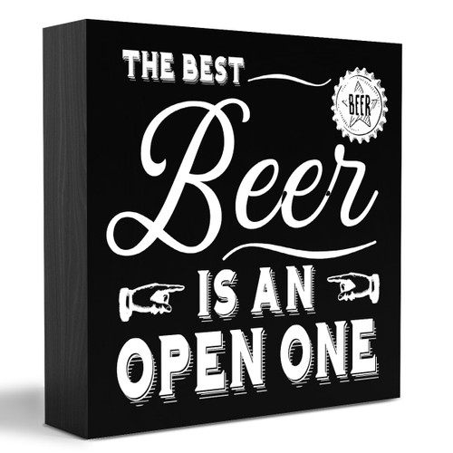 Modern Bar Wooden Box Sign Table Decor Plaque the Best is an Open One Wood Box Sign Art Home Bar Shelf Desk Decoration 5 x 5 Inches