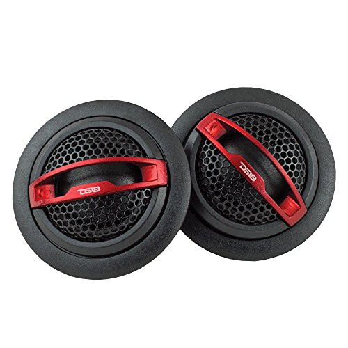 DS18 TWC 1 Inch Silk Dome Tweeter 60 Watts Max Neodymium Tweeters - Set of 2 (Black/Red)
