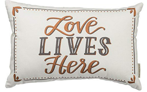 Primitives by Kathy Decorative Love Lives Here Throw Pillow, 19" x 12" Primitives by Kathy Decorative Love Lives Here Throw Pillow, 19" x 12"