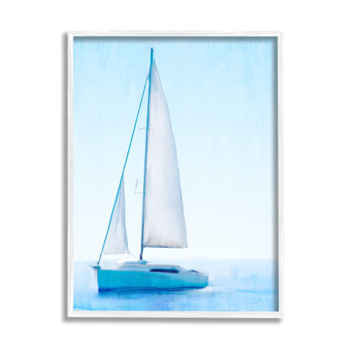 Stupell Industries Sailboat Drifting Blue Ocean Sky Framed Wall Art, Design by Kim Allen