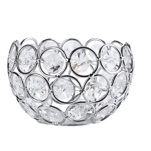 Crystal Votive Candle Holder, Silver Crystal Tea Light Candle Holder Decorative Centerpieces Candle Lantern for Wedding, Thanksgiving Day Tealight Candle Holder(Bowl)