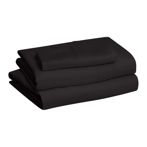 Amazon Basics Lightweight Super Soft Easy Care Microfiber 3-Piece Bed Sheet Set with 14-Inch Deep Pockets, Twin XL, Black, Solid Amazon Basics Lightweight Super Soft Easy Care Microfiber 3-Piece Bed Sheet Set with 14-Inch Deep Pockets, Twin XL, Black, Solid