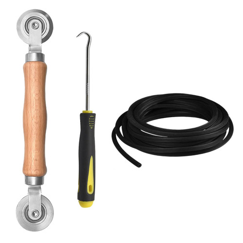 BAYTORY Window Screen Repair Kit, Steel Roller Tool with Bearing, Spline Removal Hook and 32ft Retainer Spline Replacement for Installing Door Mesh Screens