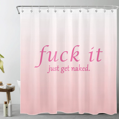 LB Fuck It Get Naked Shower Curtain Decor,Funny Quotes Ombre White and Pink Shower Curtains for Bathroom 72X72 inch Polyester Fabric Bathroom Decoration Bath Curtains Hooks Included LB Fuck It Get Naked Shower Curtain Decor,Funny Quotes Ombre White and Pink Shower Curtains for Bathroom 72X72 inch Polyester Fabric Bathroom Decoration Bath Curtains Hooks Included