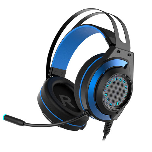 USOTSO PC Gaming Headset/Video Game Stereo Headphone with Noise Canceling Mic & Memory Foam Ear Pads for PC/PS5/PS4/Xbox One/Nintendo Switch - Black Blue