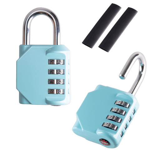 KAWAHA CL12AS Combination Lock, 4 Digit Outdoor Combination Padlock Set Your own Combination for Gym Locker Lock, School, Gates, Doors, Toolbox, Hasps and Storage (Aqua Sky *2)