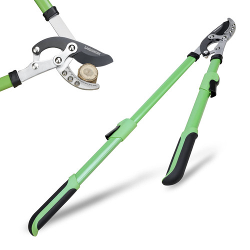 GARDENWORK 28-37'' Telescopic Metal Anvil Loppers with Compound Action,Garden Loppers and Pruners Heavy Duty with SK5 Blade,Bypass Loppers with Extendable Handles for Cutting 2in Tree and Shrub Care