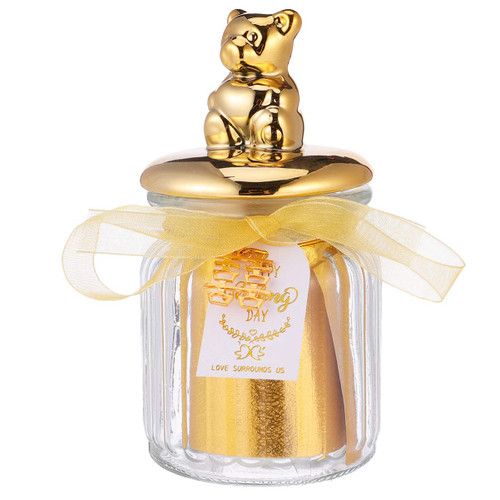 BESTOYARD Glass Snack Containers Bear Gold Glasses Candy Treat Jar Canister Crystal Jar Candy Dish Cookie Tin Biscuit Decorative Candy Jar Jewelry Organizer Glass Snack Containers Animal Cookie Jar