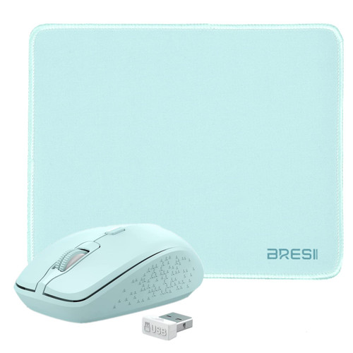 BreSii Bluetooth Mouse and Mouse Pad: Wireless Mouse for Laptop, Silent Mouse 2.4G/BT Ergonomic Computer Mice 3 Adjustable DPI Cordless Laptop Mouse for Android PC Notebook Computer Mac-Green