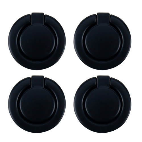 Pastlla 4Pcs Flush Ring Pull Round Recessed Pull Handle Knob Finger Flush Pull Handle Hidden Concealed Plane Drawer Door Pull, Zinc Alloy 1.38" Hole Centers (Matte Black)