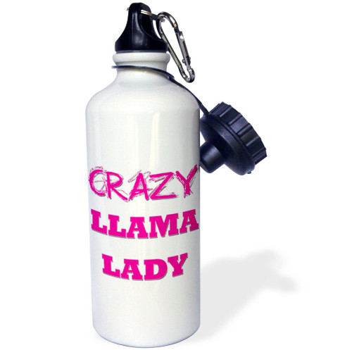 3dRose Crazy Llama Lady-Sports Water Bottle, 21oz , Multicolored