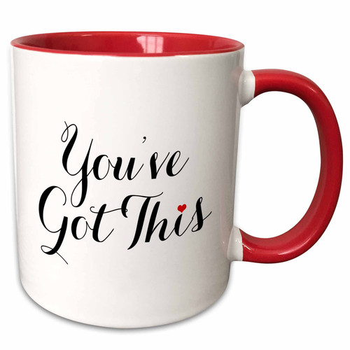 3dRose You've Got This Two Tone Mug, 11 oz, Red/White