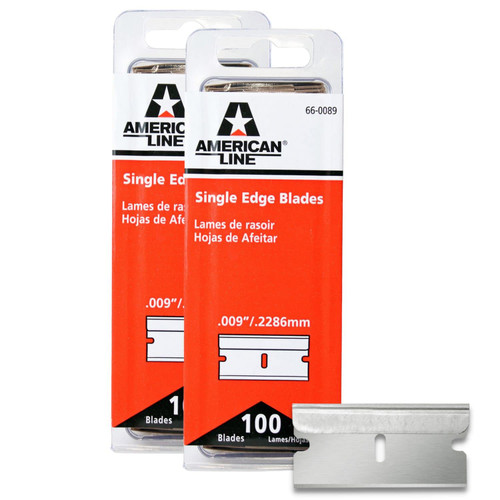 American Line Single Edge Razor Blades - 200 Blades - .009" Made of High Carbon Steel Utility Blades with Aluminum Backing - Fit Box Cutters and Razor Blade Scraper - 66-0089 American Line Single Edge Razor Blades - 200 Blades - .009" Made of High Carbon Steel Utility Blades with Aluminum Backing - Fit Box Cutters and Razor Blade Scraper - 66-0089