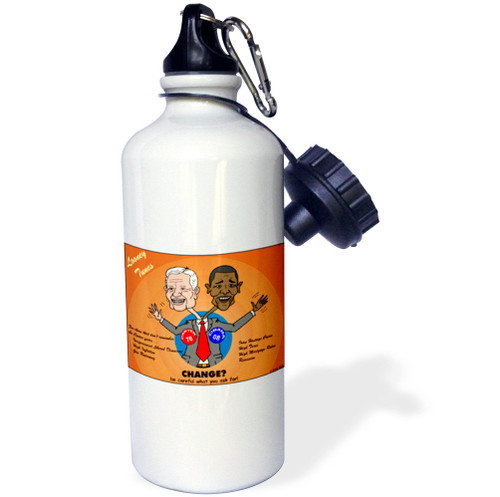 3dRose "The problems with change ala Carter and Obama" Sports Water Bottle, 21 oz, White