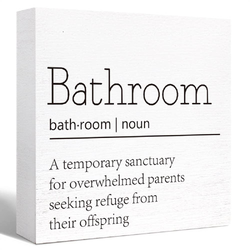 Funny Bathroom Wood Sign Bathroom Definition Wood Block Sign for Bathroom Shelf Toilet Restroom Home Tabletop Desk Decor,Farmhouse Bathroom Wooden Box Sign