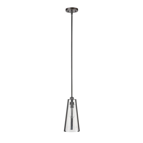 Globe Electric 60330 Sonny 1 Pendant Lighting, Dark Bronze, Seeded Glass Shade