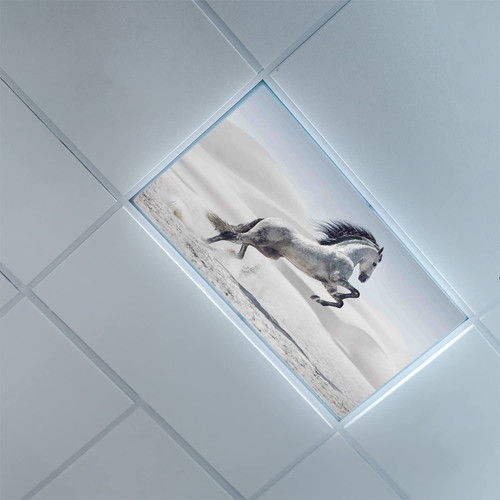 Fluorescent Light Covers for Classroom Office-Horses Pattern-Fluorescent Light Covers for Classroom Office-2ft x 4ft Drop Ceiling Fluorescent Decorative,Beige Black