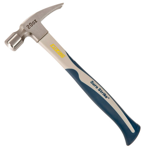 ESTWING Sure Strike Hammer - 20 oz Rip Claw Hammer with Smooth Face & Carbon Fiber Handle - SSCF20S