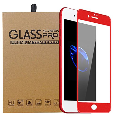 iPhone 7 Plus 3D Full Coverage Screen Protector iPhone 7 Plus Tempered Glass , SEANFAR 0.26M Anti-Scratch Bubble-Free Case Friendly Screen Protector Tempered Glass for iPhone 10 Plus-Red