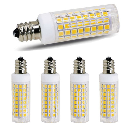 FKNZUA E11 led Bulb 75w 100w Halogen Bulbs Replacement, JD T4 e11 Mini Candelabra Base 110V 120V 130 Voltage Input Light Bulbs, Daylight White 6000K Pack of 4