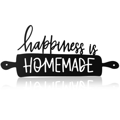 Kitchen Wall Art Decor Happiness Is Homemade Metal Sign Rustic Farmhouse Kitchen Decor Hanging Kitchen Decorations Wall Decorative Signs and Plaques for Home Dining Garden Room13.8 x 6.3 Inch (Black)
