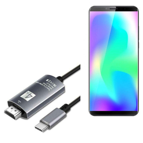 BoxWave Cable Compatible with Cubot X19 - SmartDisplay Cable - USB Type-C to HDMI (6 ft), USB C/HDMI Cable for Cubot X19 - Jet Black