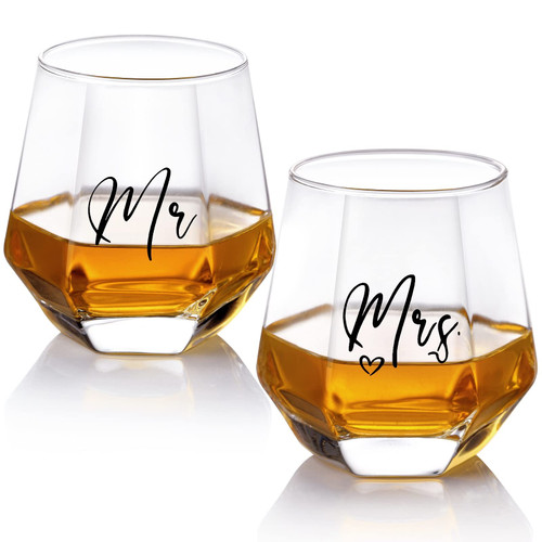 Mr and Mrs Wine Glasses Gifts,Wedding Gifts for Bride and Groom -Gifts for Bridal Shower Engagement Wedding and Married Anniversary-His & Hers, Engagement Gift, Couples Gifts for Husband & Wife